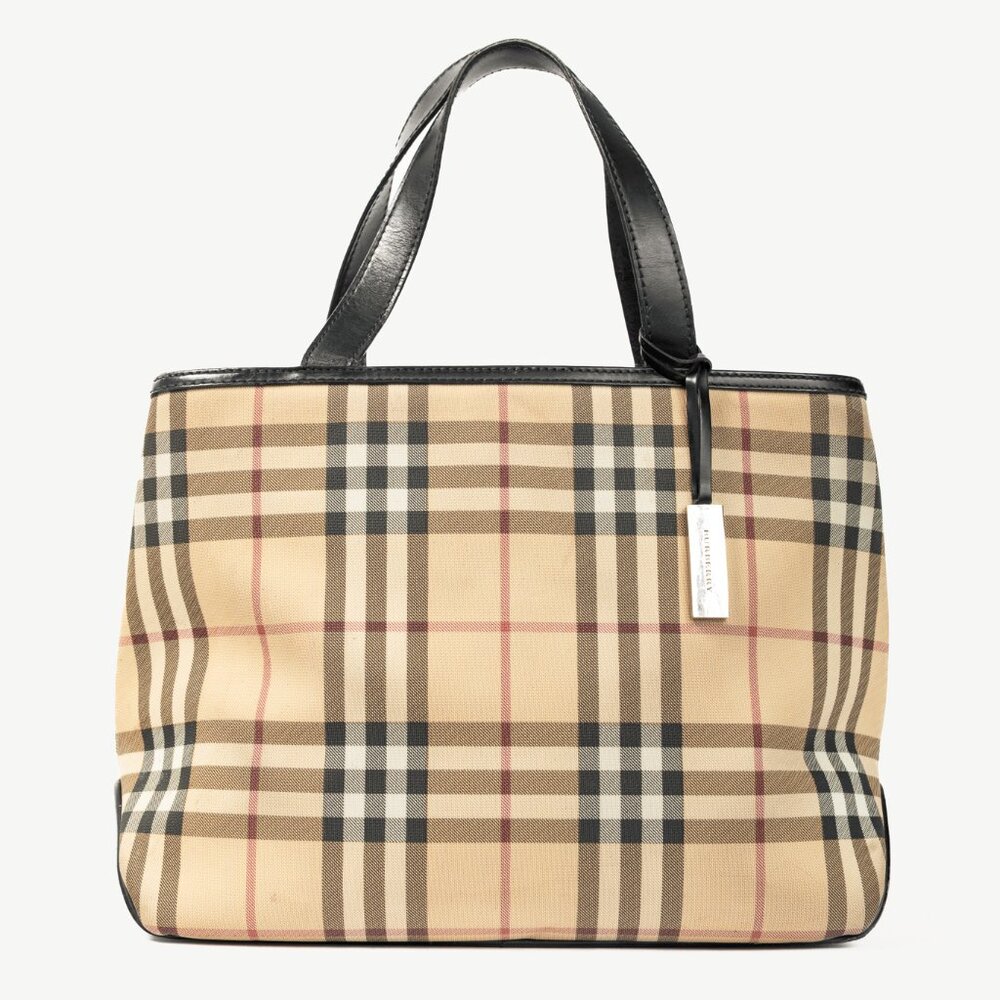Burberry House-Check Canvas Leather-Trim Tote